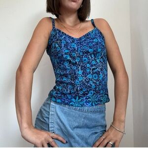 A. Byer Blue Floral Print Crop Top